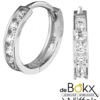 Wit gouden oorringen met zirkonia - 57079 Wit gouden oorringen met zirkonia - 57079