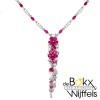 Ketting met hanger Atessa ruby 42cm met rode en witte zirkonia steentjes - 58354