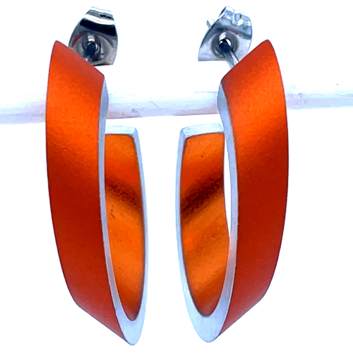 Clic by suzanne oorbellen O21O oranje kleur creool ovaal in verstek met steker - 57736