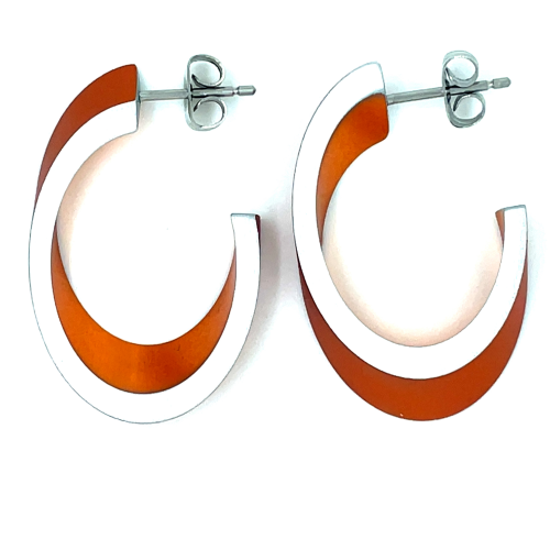 Clic by suzanne oorbellen O21O oranje kleur creool ovaal in verstek met steker - 57736