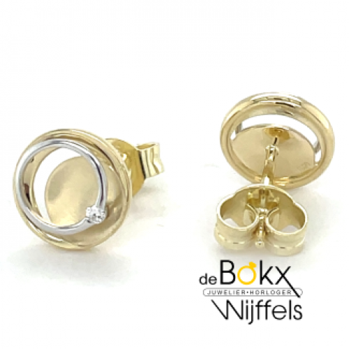 Gouden cirkel oorknoppen met diamant - 57704 Gouden cirkel oorknoppen met diamant - 57704