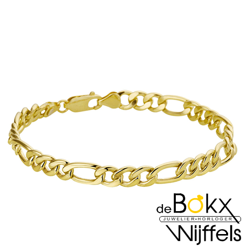 Armband geelgoud met zilveren kern figaro 21cm 7mm - 58410 Armband geelgoud met zilveren kern figaro 21cm 7mm - 58410