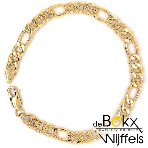 Armband geelgoud met zilveren kern figaro 21cm 7mm - 58410 Armband geelgoud met zilveren kern figaro 21cm 7mm - 58410