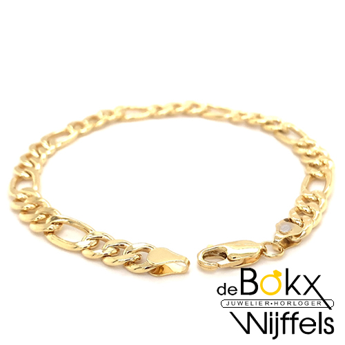 Armband geelgoud met zilveren kern figaro 21cm 7mm - 58410 Armband geelgoud met zilveren kern figaro 21cm 7mm - 58410