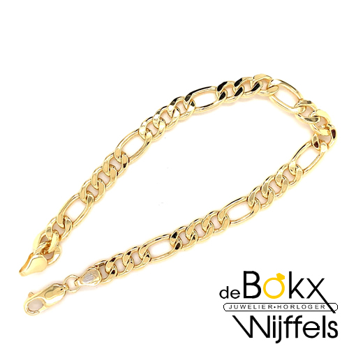 Armband geelgoud met zilveren kern figaro 21cm 7mm - 58410 Armband geelgoud met zilveren kern figaro 21cm 7mm - 58410