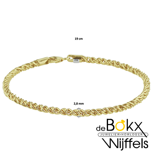 armband geelgoud met zilveren kern 19cm 2.8mm - 58417 armband geelgoud met zilveren kern 19cm 2.8mm - 58417