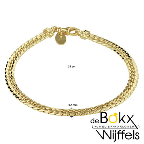 Armband geelgoud met zilveren kern 19cm 4.7mm - 58418 Armband geelgoud met zilveren kern 19cm 4.7mm - 58418