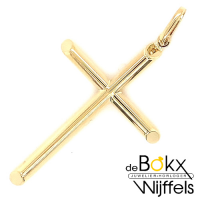 Gouden hanger kruis, ronde buizen 4cm - 58395 Gouden hanger kruis, ronde buizen 4cm - 58395