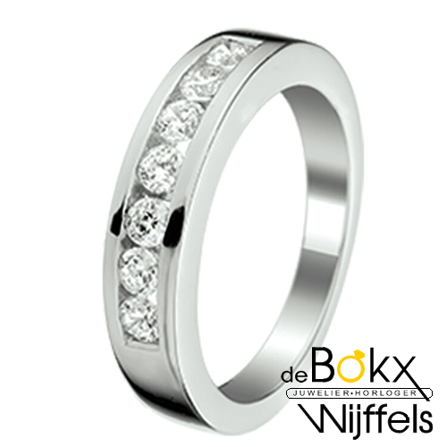 Ring zilver maat 63 met 7 zirkonia's - 58438 Ring zilver maat 63 met 7 zirkonia's - 58438