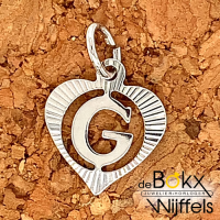 Hartjes hanger zilver met letter G - 58511 Hartjes hanger zilver met letter G - 58511