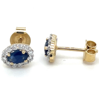 Oorknoppen goud met 24 diamant en 2 saffieren 0,85crt - 58551 Oorknoppen goud met 24 diamant en 2 saffieren 0,85crt - 58551