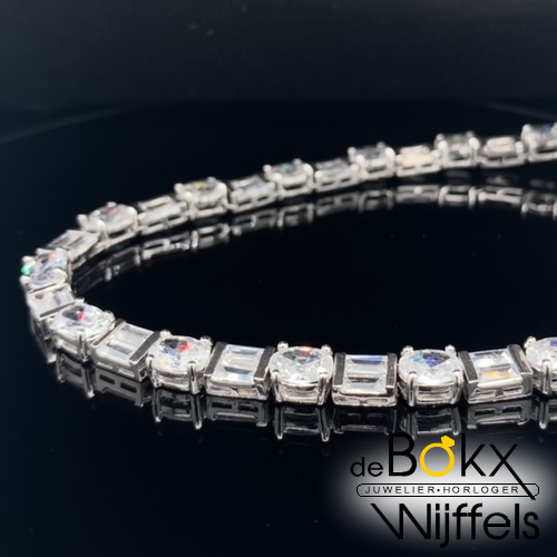Zilveren choker ketting met heel veel zirkonia steenjtes - 57724 Zilveren choker ketting met heel veel zirkonia steenjtes - 57724