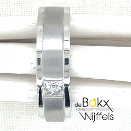 Witgouden ring met diamant maat 60 - 57748 Witgouden ring met diamant maat 60 - 57748