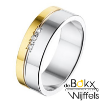 Amorio Trouwringen zilver met goud AL763 met diamant - 57800 Amorio Trouwringen zilver met goud AL763 met diamant - 57800
