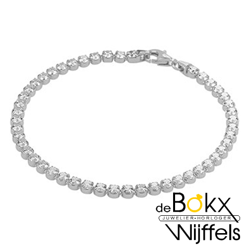 Zilver gerhodineerd tennisarmband 18cm 3mm - 57853 Zilver gerhodineerd tennisarmband 18cm 3mm - 57853