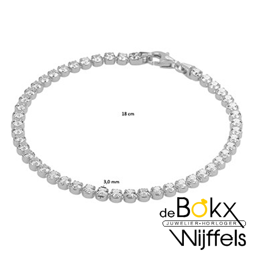 Zilver gerhodineerd tennisarmband 18cm 3mm - 57853 Zilver gerhodineerd tennisarmband 18cm 3mm - 57853