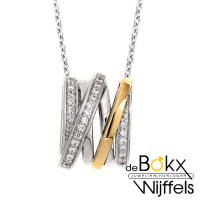 Goud, zilver en zirkonia hanger met ketting 42-45cm - 58039 Goud, zilver en zirkonia hanger met ketting 42-45cm - 58039