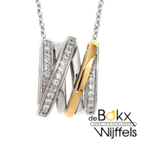 Goud, zilver en zirkonia hanger met ketting 42-45cm - 58039 Goud, zilver en zirkonia hanger met ketting 42-45cm - 58039