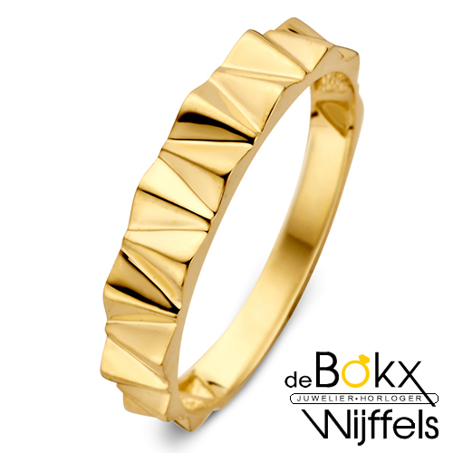 Stoere gouden ring met motief maat 52 - 58127 Stoere gouden ring met motief maat 52 - 58127