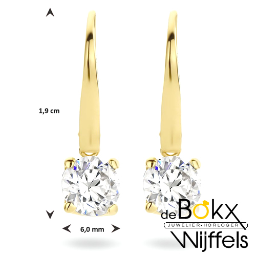 gouden oorhangers met zirkonia en brisur haak - 58138 gouden oorhangers met zirkonia en brisur haak - 58138