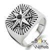 heren zegelring met ster /windroos zirkonia maat 59 - 58145 heren zegelring met ster /windroos zirkonia maat 59 - 58145