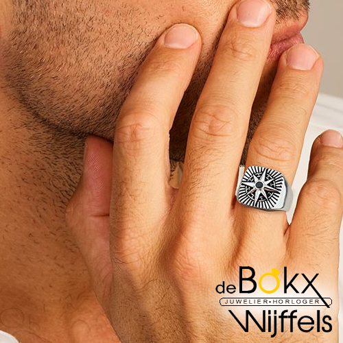 heren zegelring met ster /windroos zirkonia maat 59 - 58145 heren zegelring met ster /windroos zirkonia maat 59 - 58145