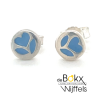 Zilveren oorknopjes met blauwe bloem - 58148 Zilveren oorknopjes met blauwe bloem - 58148