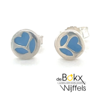 Zilveren oorknopjes met blauwe bloem - 58148 Zilveren oorknopjes met blauwe bloem - 58148