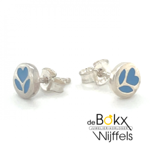 Zilveren oorknopjes met blauwe bloem - 58148 Zilveren oorknopjes met blauwe bloem - 58148