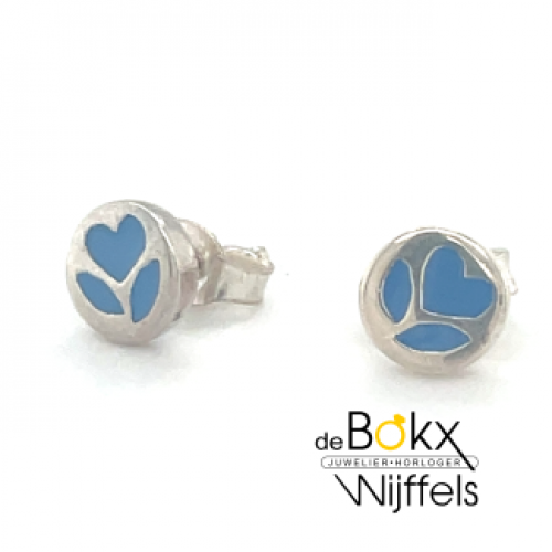 Zilveren oorknopjes met blauwe bloem - 58148 Zilveren oorknopjes met blauwe bloem - 58148