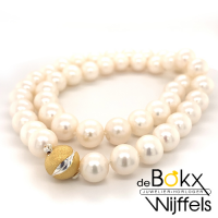 Zoet waterparel ketting met magneet sluiting goud kleurig - 58157 Zoet waterparel ketting met magneet sluiting goud kleurig - 58157