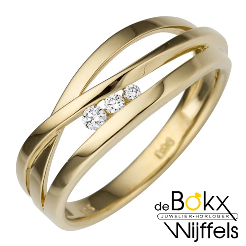 Gouden ring met diamant maat 56 - 58183