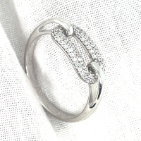 zilver ring met veel zirkonia steentje maat 54 - 58224