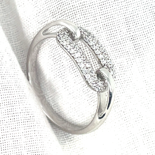 zilver ring met veel zirkonia steentje maat 54 - 58224