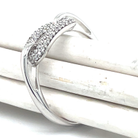 zilver ring met veel zirkonia steentje maat 54 - 58224