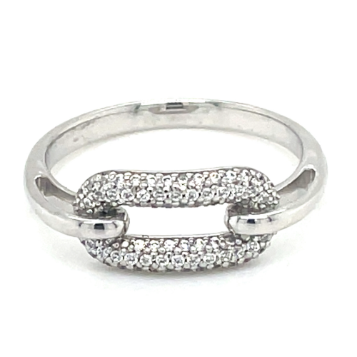 zilver ring met veel zirkonia steentje maat 54 - 58224