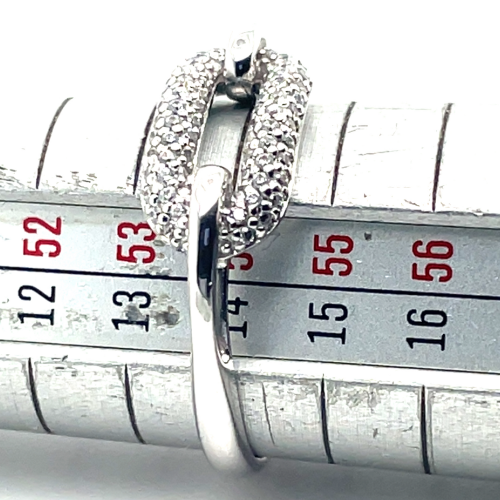 zilver ring met veel zirkonia steentje maat 54 - 58224