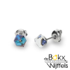 Cube oorknoppen van Spark met kristal bermuda blue - 58232 Cube oorknoppen van Spark met kristal bermuda blue - 58232