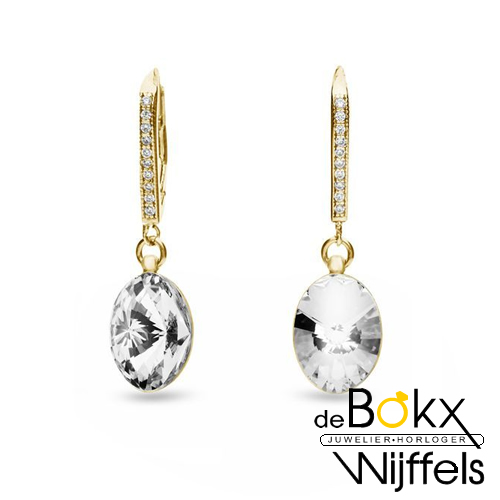 Spark oval chic goudkleurige oorbellen met kristal - 58237 Spark oval chic goudkleurige oorbellen met kristal - 58237