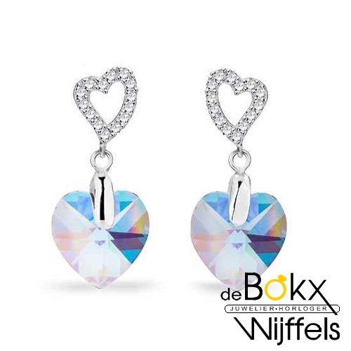 Amore Spark zilveren oorbellen met kristal aquamarijn - 58239 Amore Spark zilveren oorbellen met kristal aquamarijn - 58239