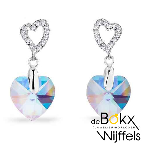 Amore Spark zilveren oorbellen met kristal aquamarijn - 58239 Amore Spark zilveren oorbellen met kristal aquamarijn - 58239