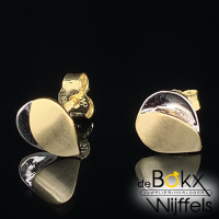 Gouden oorknoppen wit en geel goud - 58219 Gouden oorknoppen wit en geel goud - 58219