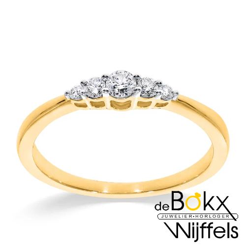 Fijne ring geel goud met diamant maat 55 - 58270