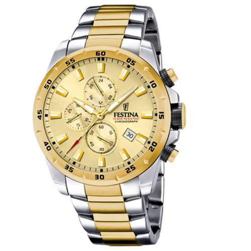 Festina heren horloge met datum F20562/1 champagne stalen band - 58299 Festina heren horloge met datum F20562/1 champagne stalen band - 58299