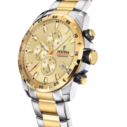 Festina heren horloge met datum F20562/1 champagne stalen band - 58299 Festina heren horloge met datum F20562/1 champagne stalen band - 58299