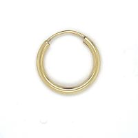 1 heren Geelgouden oorring met een ronde buis 16mm - 58327 1 heren Geelgouden oorring met een ronde buis 16mm - 58327