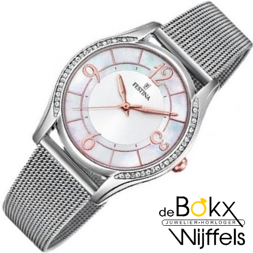 Festina dames horloge met steentjes F20420/1 - 58312
