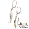 lange speelse oorhangers zilver met geelgoud en zirkonia - 58586