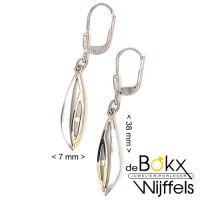 lange speelse oorhangers zilver met geelgoud en zirkonia - 58586 lange speelse oorhangers zilver met geelgoud en zirkonia - 58586