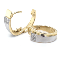 gouden oorrringen in wit en geel goud met diamant - 58637